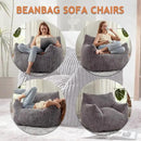 Giant Bean Bag Chairs for Adults with Filling Plush Fluffy Bean Bag Chairs for Teens with Armrests Comfy BeanBag Lazy Couch Sofa Chair for Bedroom Living Room Reading (Dark Gray2, M-for Teens/Adults) by CozyNest Decor