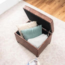 Joveco Leather Storage Ottoman, 24" Rectangle Tufted Square Upholstered Bench, Foot Rest Stool with Wood Legs, Footstool for Living Room Bedroom, Coffee by CozyNest Decor