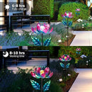Solar Purple Metal Flower Wind Spinners, Colorful Spinning Windmill Lotus Yard Art Lights Wind Pinwheels with LED Crystal Ball Decorative Stake Lighting Flower Sculpture by CozyNest Decor