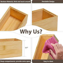 Kitchen Drawer Organizer Bins, Stackable Bamboo Deep Drawer Organizer for Silverware, Utensils, Cutlery, Flatware, Junk Drawer, Dresser, Bathroom, 12" x 3" x 2.5" (Set of 2) by CozyNest Decor