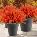 Geegoods Artificial Plants Flowers Outdoor – Faux Lavender Flowers with Monkey Grass UV Resistant Plastic Faux Plants for Garden Porch Window Patio Hanging Planter Home Decor (Autumn-red, 48PCS) by CozyNest Decor