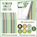 Reward Chart for Kids,Magnetic Behavior Chore Chart for Kids at Home,26 Eucalyptus Chore Charts,1960 Star Stickers,56 Reward Stickers,Incentive Chart to Develop Responsibility and Good Habits,Greenery by CozyNest Decor