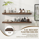 36 Inch Floating Shelves, 36"x9.25"x1.5" Inch Deep Floating Shelves for Wall, Wooden Shelves for Bathroom, Bedroom, Living Room, Walnut by CozyNest Decor