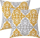 HWY 50 Mustard Yellow Decorative Throw Pillow Covers 18x18 Inch, Pack of 2 Embroidered Cotton Farmhouse Cushion Cover Pillow Case for Sofa Couch Living Room Bed Bedroon, Accent Geometric by CozyNest Decor