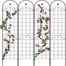 4 Pack Metal Garden Trellis 86.7" H Garden Fence Rustproof Trellis for Climbing Plants Support Roses Flower Outdoor Lawn, Black Galvanized Tube by GreenHaven Gardens