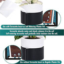 8 Inch Self-Watering Planter Pot with Terracotta Insert, Deep Water Reservoir, and Ceramic-Alike BPA-Free Plastic Planter Pot for Plant, Modern Planter for Houseplants, Black/White, 53-C-T-7 by GreenHaven Gardens