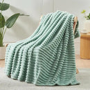 NEWCOSPLAY Super Soft King Blanket New Sage Green Premium Silky Flannel Fleece 3D Ribbed Jacquard Lightweight Bed Blanket All Season Use (New Sage Green Ribbed, King(90"x110")) by CozyNest Decor