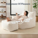 Oversized Bean Bag Chaise Lounge Chair Indoor for Adults with Armrests & Ottoman - Giant Comfy Beige Beanbag Lazy Floor Sofa Cloud Accent Chair for Reading, Gaming, Cozy Fluffy Cloud Mini Couch by CozyNest Decor