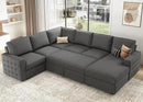 HONBAY Sectional Sleeper Sofa with Pull Out Bed U-Shape Sectional Couch Sleeper Bed with Storage Chaise 6 Seater, Light Grey by CozyNest Decor
