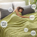 PHF Ultra Soft Waffle Weave Blanket King Size 104"x 90"- Washed Lightweight Breathable Cozy Woven Blanket for Bed - Aesthetic Decor for Couch Bedding Sofa Home Car - Olive Green by CozyNest Decor