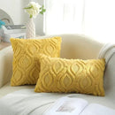 decorUhome Throw Pillow Covers 18x18 Inch Set of 2, Soft Plush Decorative Faux Fur Mustard Yellow Solid Couch Pillow Covers, Accent Farmhouse Neutral Square Euro Pillow Cases for Sofa Bed Living Room by CozyNest Decor