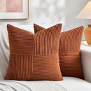 Fancy Homi 2 Packs Rust Boho Decorative Throw Pillow Covers 18x18 Inch for Couch Bed Sofa, Farmhouse Fall Home Decor, Soft Corss Corduroy Patchwork Textured Terracotta Accent Cushion Case 45x45 cm by CozyNest Decor