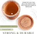 Ceramic Pot with Drainage Hole and Saucer, Plant Pots, Modern Decorative Planters for House Plants Indoor Flowers Plants, Cute Flower Pot - Gifts (Mushrooms) by CozyNest Decor