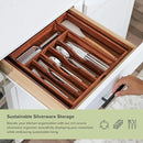 Premium Silverware, Flatware and Utensil Organizer for Kitchen Drawers, Expandable 14.5 to 25 Inches Wide, 10 Compartments, Food-Safe Premium Acacia Wood Finish Kitchen Storage Tray by CozyNest Decor