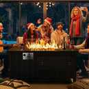 KOL 50,000 BTU Propane Fire Pit Table with Cabinet-39.5in Black Gas Fireplace with Glass Wind Guard & Lid, Outdoor Rectangular Cold Rolled Plate Plastic Spraying Firepits for Patio, Backyard, Balcony by GreenHaven Gardens