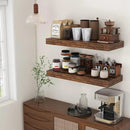 12 Inch Deep Floating Shelves for Wall | 30 Inch Floating Shelves Set of 2 | Rustic Wood Shelves for Living Room Bathroom Laundry Room Bedroom Kitchen Home Office - Rustic Brown by CozyNest Decor