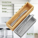 BAMEOS Kitchen Drawer Organizer,Small Silverware Drawer Organizer,Bamboo Utensil Organizer for Bathroom, Dressing Room, Office, Pantry (Natural, 11"x 3") Set of 2 by CozyNest Decor