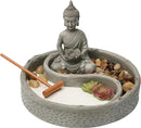 Nature's Mark Mini Zen Garden Kit for Desk with Lotus, Buddha Figures, Rake and Natural Sand River Rocks Table/Desk Décor Gift Set for Home and Office 6 x 6 Inches Round Base by GreenHaven Gardens
