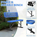 Heavy Duty Park Bench with Back Portable Frame, Outdoor Steel Bench with Backrest, Outdoor Park Bench Expanded Metal Mesh Bench for Lawn, Park, Deck, Garden, Patio, Porch, Black (Blue, 4FT) by GreenHaven Gardens
