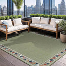 Beverly Rug Outdoor Rug 6x9 Modern Bordered Area Rugs for Indoor and Outdoor Patio Easy to Clean Non Shedding Living Room Porch Garden Washable Outside Carpet (6 x 9 Green) by CozyNest Decor