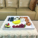 White Rectangular 18x20 Inches Acrylic Ottoman Tray Decorative Serving Tray with Cutout Handles Organizer Tray on Coffee Table Countertop Big Breakfast Bed Tray Living Room Appetizer Serving Food by CozyNest Decor