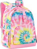 Choco Mocha Tie Dye Backpack for Girls, Elementary School Backpack for Girls Ages 6-8 Kids Kindergarten Backpack Bookbag 17 Inch with Chest Strap, Colorful by TinyTreasures Baby Boutique