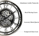 CLXEAST 21 Inch Large Moving Gear Wall Clock,Industrial Steampunk Decor,Decorative Wall Clock for Modern Farmhouse Living Room Decor,Gunmetal Silver Finish by CozyNest Decor