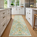 2x6 Washable Runner Rug,Grass Green Floral Boho Area Rug for Hallway,Low-Pile Non-Slip Stain Resistant Carpet for Kitchen, Bedside,Laundry Room,Entryway by TinyTreasures Baby Boutique