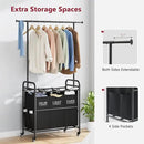 Tajsoon Laundry Sorter Cart with Hanging Rack, Laundry Sorter 3 Section, Laundry Hamper with Heavy Duty Rolling Lockable Wheels, Black by CozyNest Decor