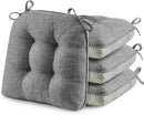 puredown® Chair Cushions for Dining Chairs, Tufted Memory Foam Chair Pads with Non-Slip Backing, Kitchen Seat Cushions with Ties, Washable Seat Pad Set of 4, 15.5" x 15.5" x 4", Dark Grey by CozyNest Decor