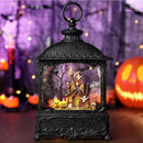 Halloween Snow Globe Lantern Haunted House Pumpkin Ghost Tree Crow Rip Dancing Bats with Timer, USB and Battery Powered 12 inch by CozyNest Decor