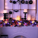 SHareconn 2 Pcs 6FT Halloween Garland with Purple Lights Battery Operated and Timer, Pre-Lit Black Red Maple Leaves Lighted Garland Decorations for Fireplace Mantle Centerpiece Indoor Outdoor Decor by CozyNest Decor