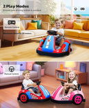 ELEMARA Bumper Cars for Kids with Big Wheels, 2.2 Mph, 12v Electric Ride On Toys with Remote Control, 360 Degree-Spin Bumper Car for Toddlers with DIY Stickers, Bluetooth, Music, LED Light, Red by TinyTreasures Baby Boutique