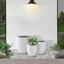 Kante 18",14",10" Dia Concrete Round Planters (Set of 3), Outdoor Indoor Large Planter Pots with Drainage Hole and Rubber Plug for Home Patio Garden, Pure White by GreenHaven Gardens