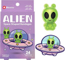 BioSwiss Bandages, Halloween Alien Shaped Self Adhesive Bandage, Latex Free Sterile Wound Care, Fun First Aid Kit Supplies for Kids, 24 Count by TinyTreasures Baby Boutique