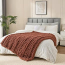 Esterra Chunky Knit Blanket Throw, 100% Handmade Chenille Throw Blanket 50"x60", Soft Thick Yarn Cable Knit Crochet Throw Blanket Rope Knot Throw for Couch Bed Sofa, Copper Brown by CozyNest Decor