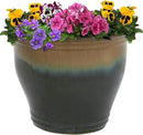 Sunnydaze Studio Large Ceramic Plant Pot - Round Outdoor Glazed Ceramic Planter Pot with Drainage - Forest Lake Green - 14.5" by GreenHaven Gardens