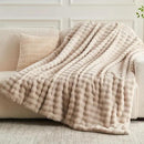 NEWCOSPLAY Faux Fur King Blanket Linen Bubble Blanket Thick Warm Soft for Couch Sofa Bed 550GSM (Linen, King(90"x110")) by CozyNest Decor