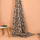Handmade Cotton Throw Blanket, Floral Block Print, Black and Beige Wrap, 47x71 inches Decorative Woven Throw with Tassels by CozyNest Decor