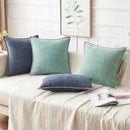 MIULEE Pack of 2 Couch Throw Pillow Covers 18x18 Inch Coastal Aqua Blue Farmhouse Decorative Pillow Covers with Stitched Edge Soft Chenille Solid Dyed Spring Pillow Covers for Sofa Bed Living Room by CozyNest Decor