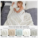 Cozy Bliss Faux Fur Throw Blanket for Couch, Cozy Warm Plush Striped Blanket for Sofa Bedroom Living Room, 60 * 80 Inches Cream White by CozyNest Decor