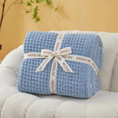 Snuggle Sac Blue Waffle Throw Blanket for Couch Bed Sofa 60x80 inches, Reversible Blue Blanket Microfiber Fluffy Fuzzy Cozy Knit Twin Blanket for Women Mothers Birthday Gifts by CozyNest Decor