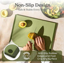 SMIRLY Plastic Cutting Board Set with Holder 4 Pieces, Non-Slip Dishwasher Safe Chopping Boards for Kitchen, Green by CozyNest Decor