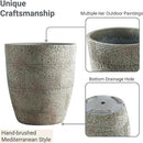 17.7"+13.8"+9.8" Dia Round Concrete Planter Set of 3, Large Indoor Outdoor Planter, Flower Pots with Drainage Holes and Sealing Plug for Garden, Patio, Home, Office Weathered Concrete Gray by GreenHaven Gardens