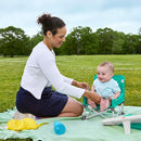 Bright Starts Pop 'N Sit Portable Booster, Indoor/Outdoor Use, Floor Seat with Feeding Tray, Teal, 6 Mos - 3 Yrs by TinyTreasures Baby Boutique