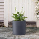 Kante 12.6" Dia Round Concrete Planter, Modern Style Large Cylindrical Plant Pot with Drainage Hole and Rubber Plug for Indoor Outdoor Patio, Charcoal by GreenHaven Gardens