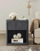 SICOTAS Night Stand Nightstand with Drawer Storage Fluted Bed Side Table End Table Large Modern Wide Bedside Mid Century Night Stands for Bedroom Living Room Sofa Couch Home Office, Dark Grey Alder by CozyNest Decor