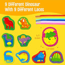 9 Pieces Kids Lacing Cards, Double Sided Sewing Cards in 9 Dinosaurs with 9 Colorful Laces, Imagination Development Lacing Toys Games for Children Educational and Learning Activity by TinyTreasures Baby Boutique