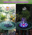 SZMP Solar Fountain 4W Bird Bath Fountains Upgraded 60 LED Lights, Solar Powered Fountain Pump Built-in 4000 Battery with 7 Nozzle & 4 Fixer, Solar Water Fountain for Garden, Bird Bath, Pool, Pond by GreenHaven Gardens