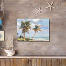 cozy country Palm Tree Wall Art 16"x11" - Coastal Pictures Beach Canvas Ocean Decor - Nautical Artwork Seascape Painting for Bathroom, Bedroom, Sea House by CozyNest Decor